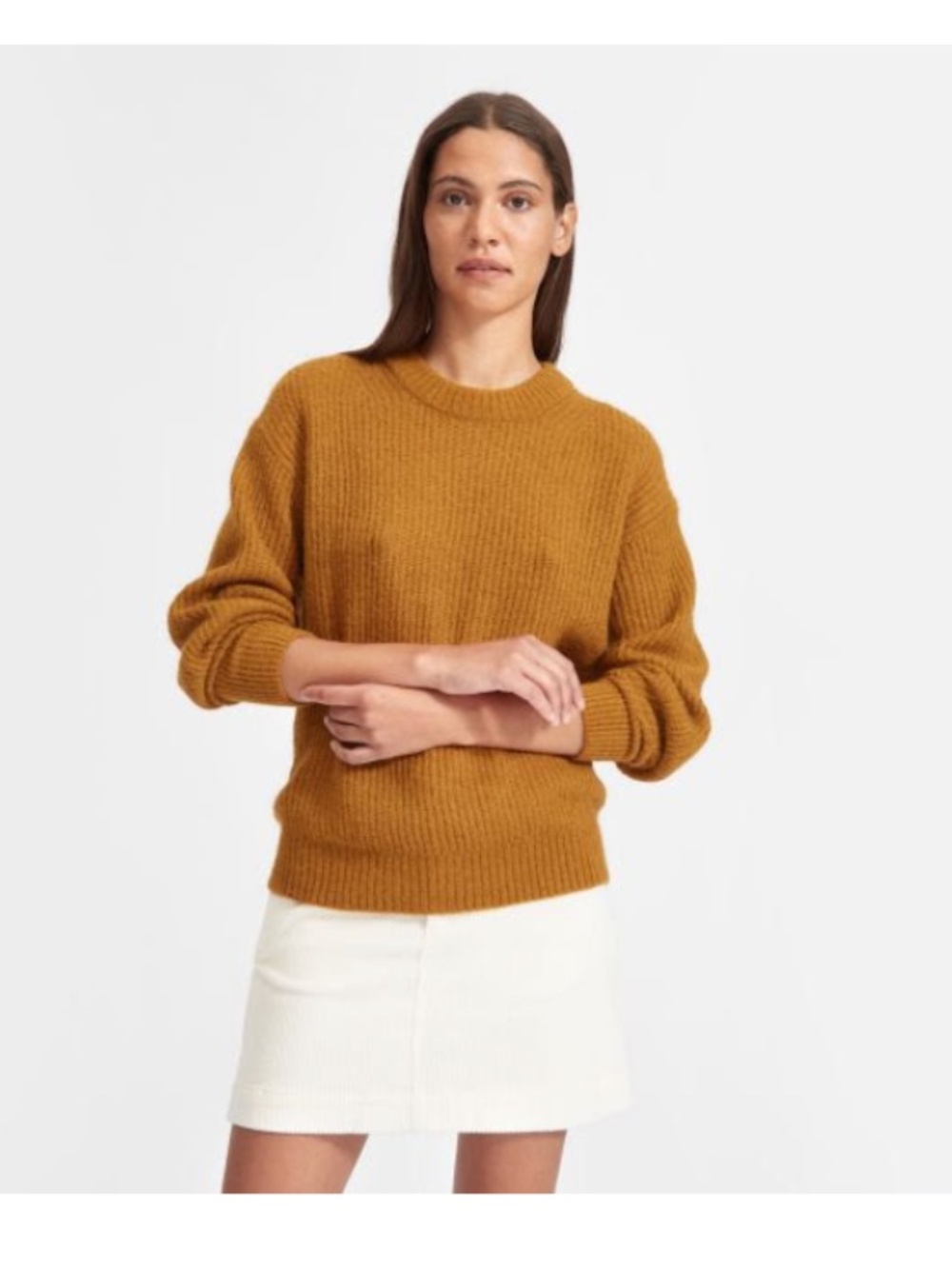EVERLANE - The Oversized Alpaca Crew - Color: Mustard - Size: Small